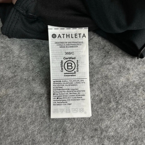 Athleta Square Neck V Cup One Piece Swimsuit Womens 36B/C Black Slimming - Picture 7 of 13